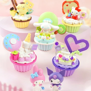 5 KS Sanrio Kawaii Skutočné Hello Kitty Blok Malé Tortu Série Montované Budovy Hračky Komiksu, Anime Kuromi Puzzle Dieťa Darček