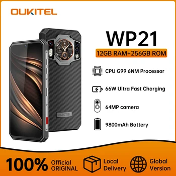 Oukitel WP21 Robustný Mobil Nočné Videnie Mobilný Telefón,9800 mAh, 12 GB+256 GB, 64MP Fotoaparát, Smartphone 66W, 120 Hz Heliograf G99