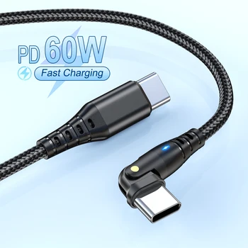 180 Otočiť USB C Do USB Typu C Kábel PD 60W, Rýchle Nabíjanie Kábel Pre Samsung Huawei Xiao iPhone 15 Rýchle Nabíjanie Hra USB-C Kábel